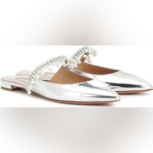 Metallic Silver Aquazzura Flats size 38